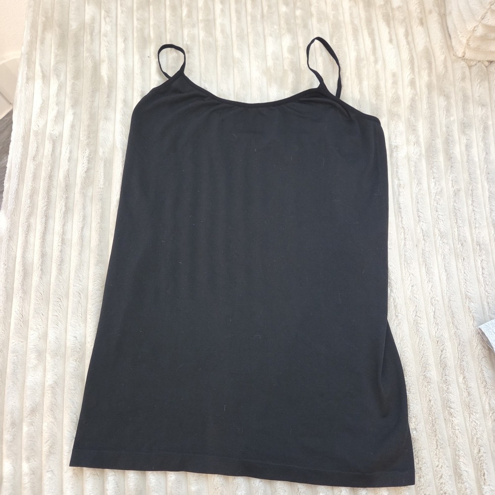 Sofra Black Full Slip Spaghetti Straps Adjustable Wireless Mild Comp 1X